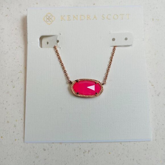 Kendra Scott Elisa Pink Azalea Rose Gold Necklace - Picture 1 of 4